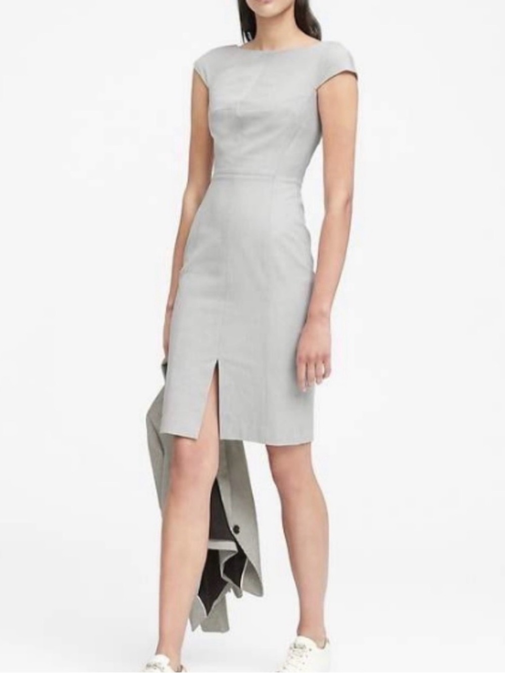 Banana Republic Stretch Twill Light Gray Sheath Dress - Women - Picture 3 of 9